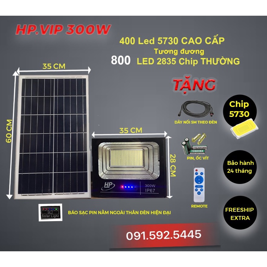 Đèn Pha Năng Lượng Mặt Trời 300W,200W,100W IP67, Đèn sử dụng Chip Led Xịn 5730 (Hình Thực Tế)