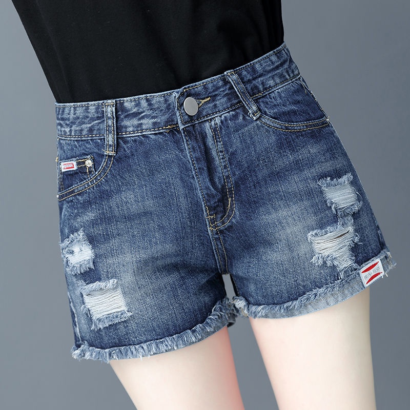 Quần đùi denim lưng cao thêu họa tiết phong cách Hàn Quốc mới thời trang dành cho nữ