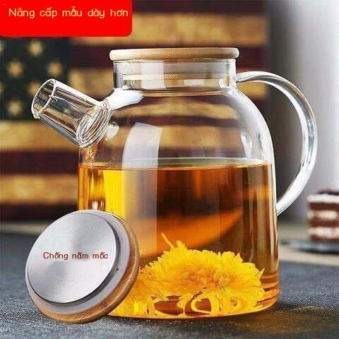 Ấm đun nước lớn màu trắng mát mẻ vào mùa hè công suất lớn bong bóng sức khỏe ấm trà thủy tinh chịu nhiệt độ cao lười biế