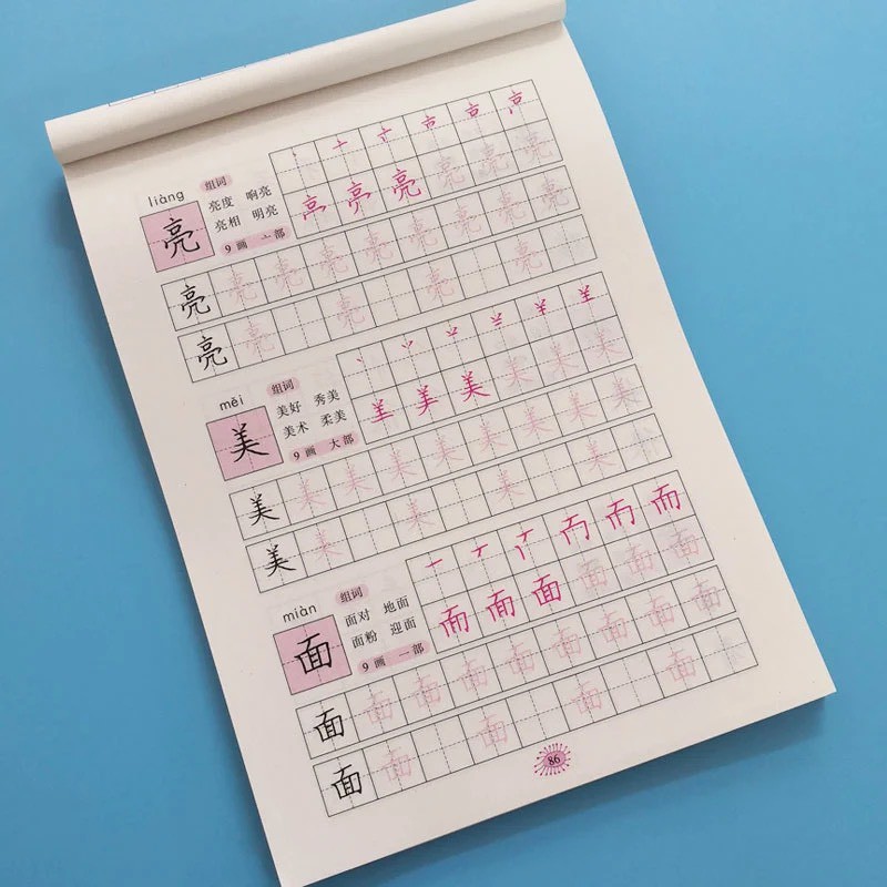 Vở luyện viết Tiếng Trung, tập viết chữ Hán cơ bản dành cho người mới bắt đầu 300 chữ - Tặng 1 ngòi bút mực bay màu