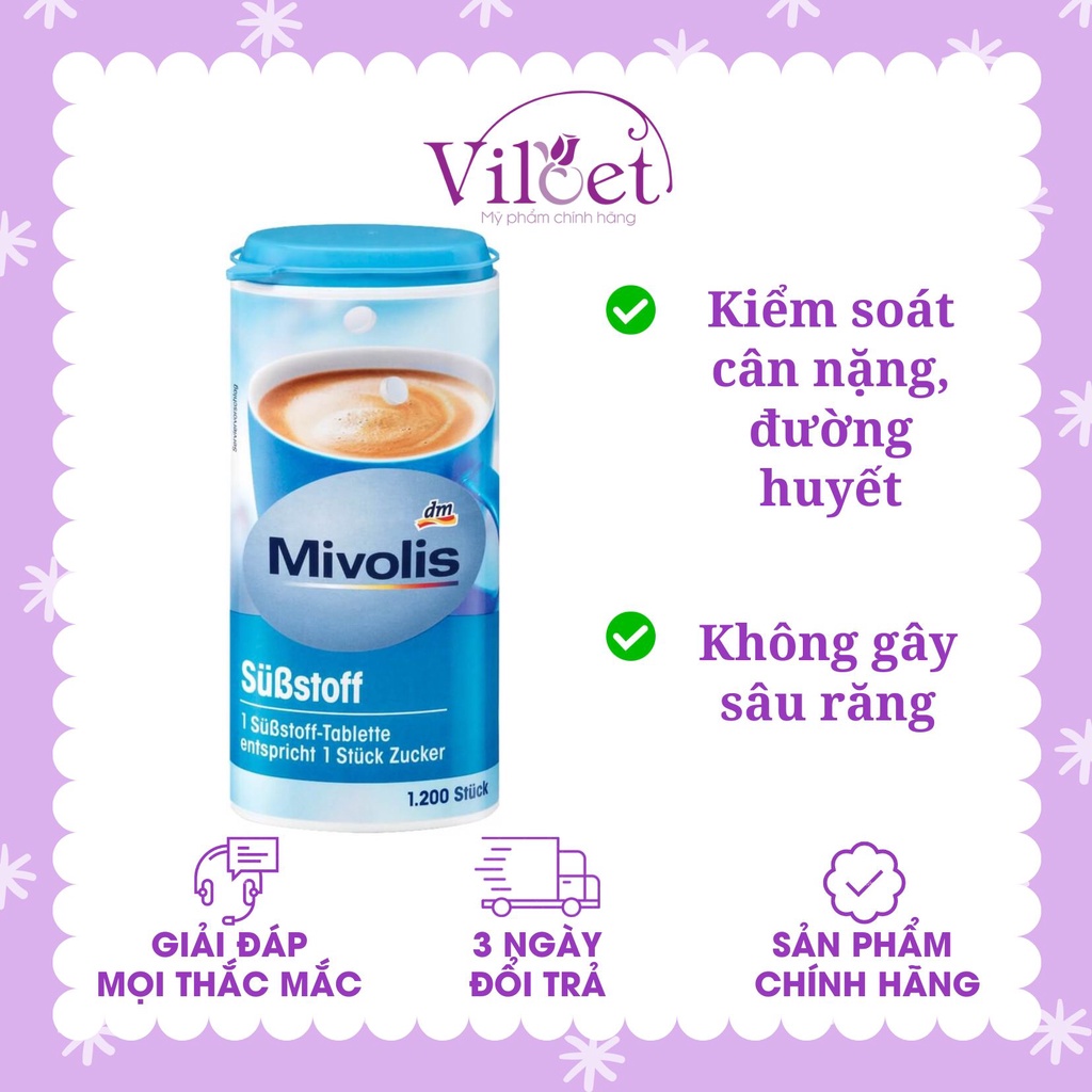 Đường ăn kiêng Mivolis Đức hộp 1200 viên cho người tiểu đường, giảm cân