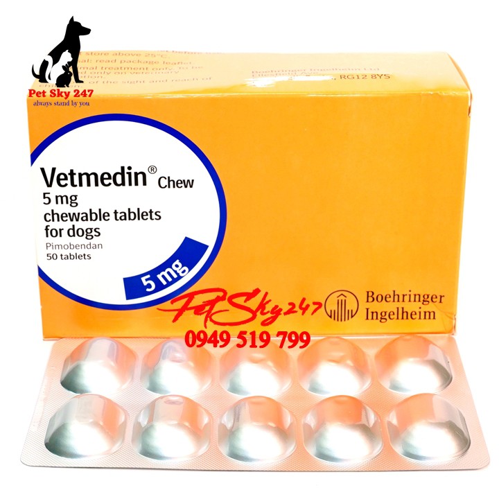Vetmedin Chewable Tablets 5mg Được Sử Dụng Khi Bị Su.y Tim Sung Huyết Ở Ch.ó Vĩ 10 Viên