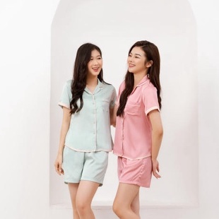 Bộ đồ pijama lụa quần đùi áo cộc tay mềm sang trọng cho nữ Việt Thắng - B23.2202