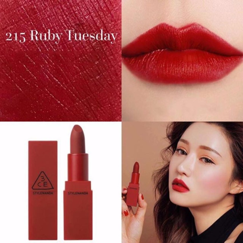 (Auth 100%) son lì thỏi 3ce red mood recipe 212 đỏ thuần 215 đỏ rượu -cosmetic999 | BigBuy360 - bigbuy360.vn