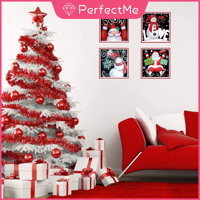 Bộ tranh đính đá 5d họa tiết người tuyết giáng sinh độc đáo DIY dùng trang trí nhà cửa