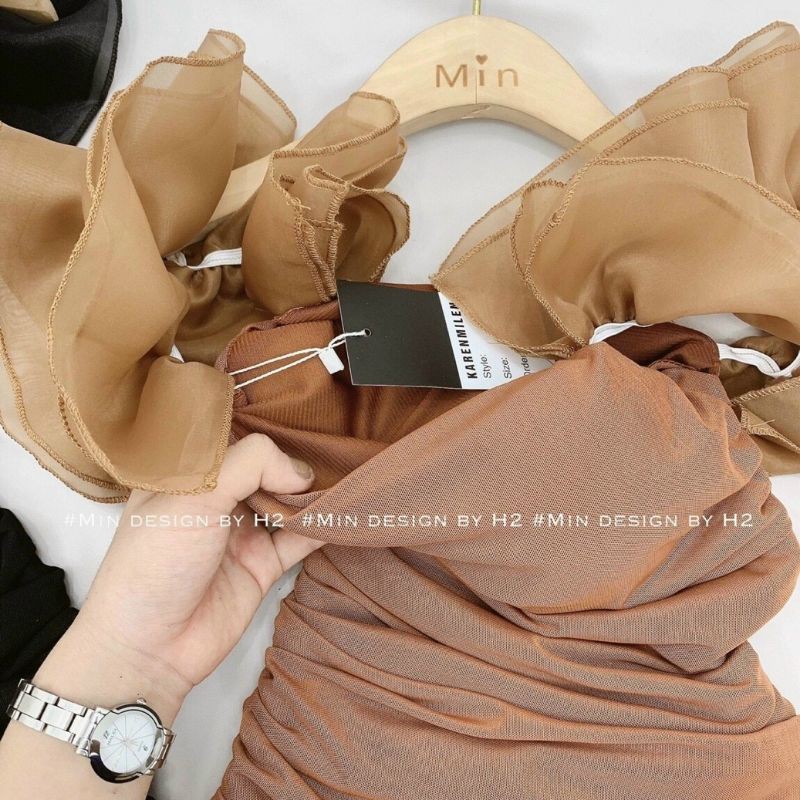 Váy body nhún tay phồng sang chảnh quyến rũ