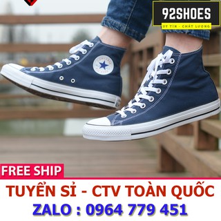 [Free ship] Giày thể thao nam nữ cv classic xanh than cổ cao