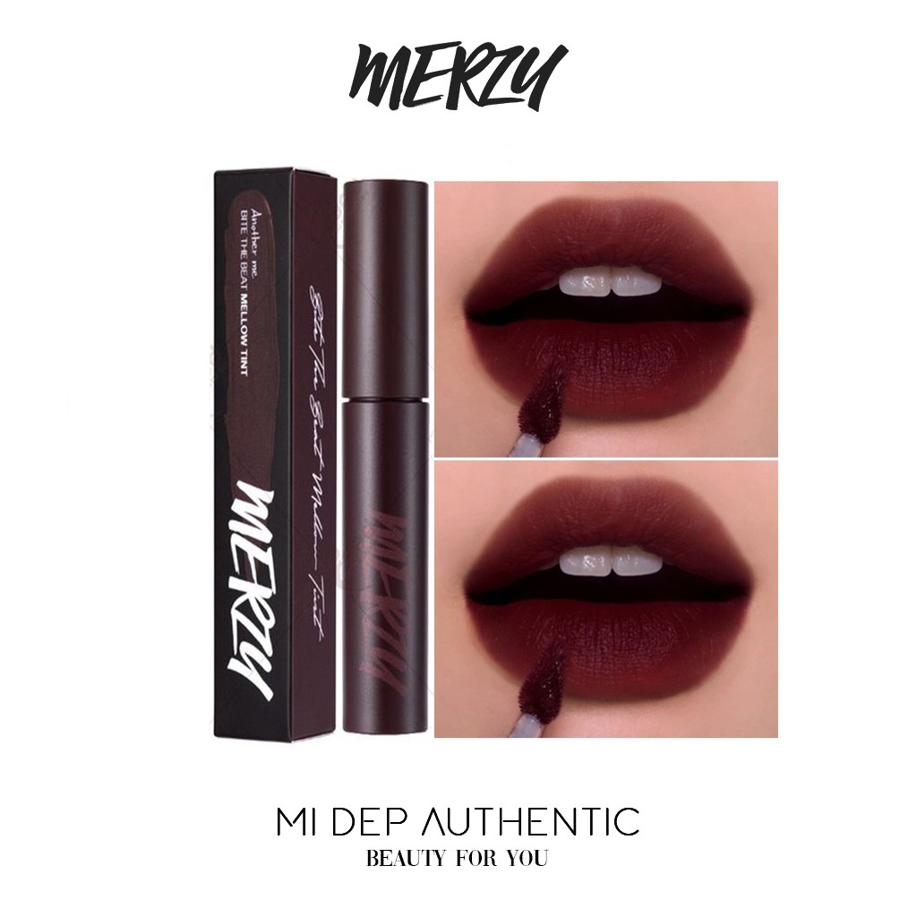 Son Kem Lì, Siêu Mịn Merzy Bite The Beat Mellow Tint  M4 Brian Rose - Nâu Trầm