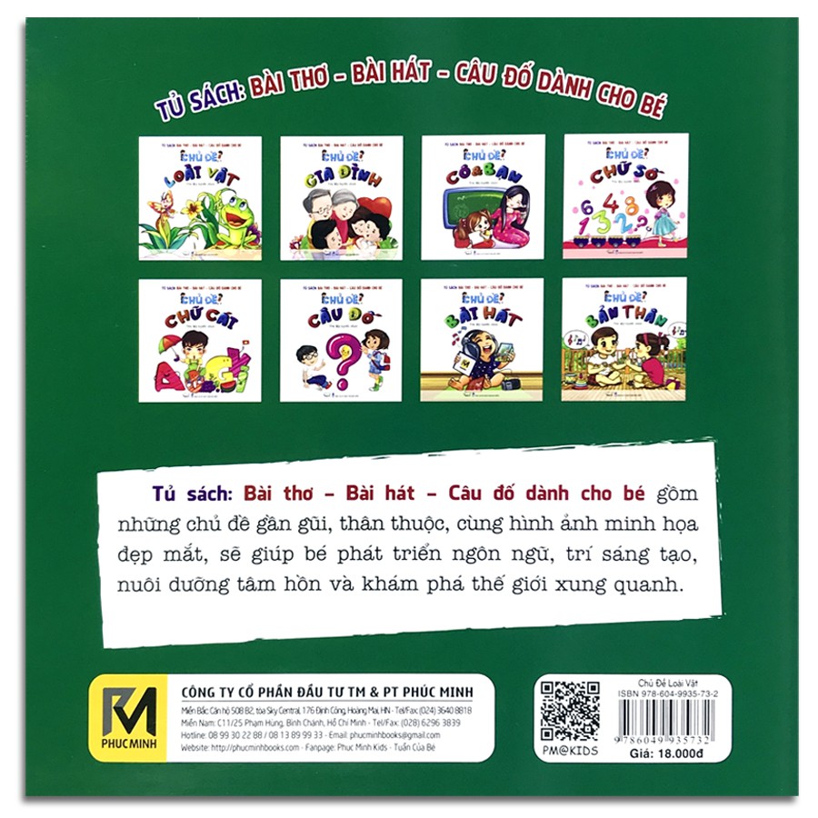 Sách - Tủ Sách: Bài Thơ - Bài Hát - Câu Đố Dành Cho Bé - Chủ Đề: Loài Vật (Tái bản B18) | BigBuy360 - bigbuy360.vn