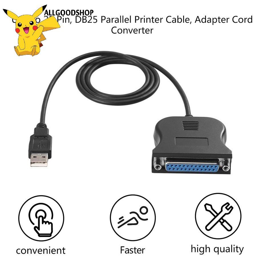 111all} Black USB to 25 Pin DB25 Parallel Printer Cable Adapter Cord Converter