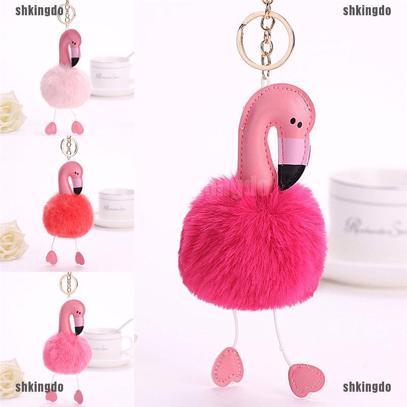 Móc Khóa Gắn Quả Bông Giả Lông Thỏ Thời Trang