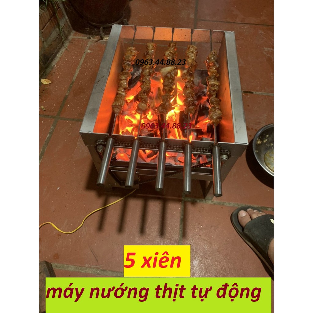 [BẾP NƯỚNG THAN HOA] MÁY NƯỚNG THỊT XIÊN TỰ ĐỘNG TẶNG KÈM 5 XIÊN INOX NƯỚNG THỊT, 1 XIÊN 3 CHẠC