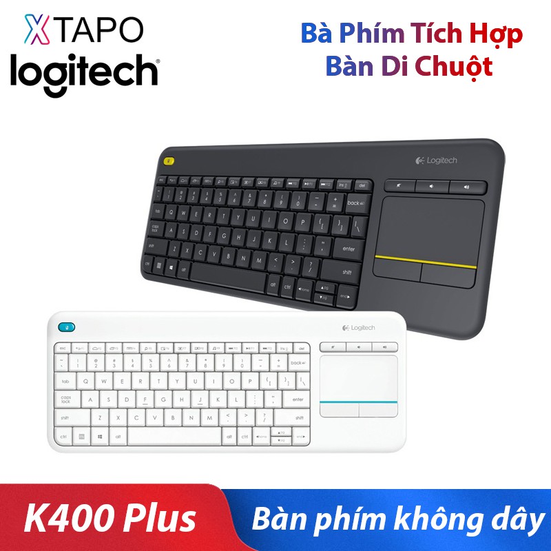 Bàn phím cảm ứng không dây LOGITECH K400 Plus [Đen-Trắng] - Hàng Chính Hãng