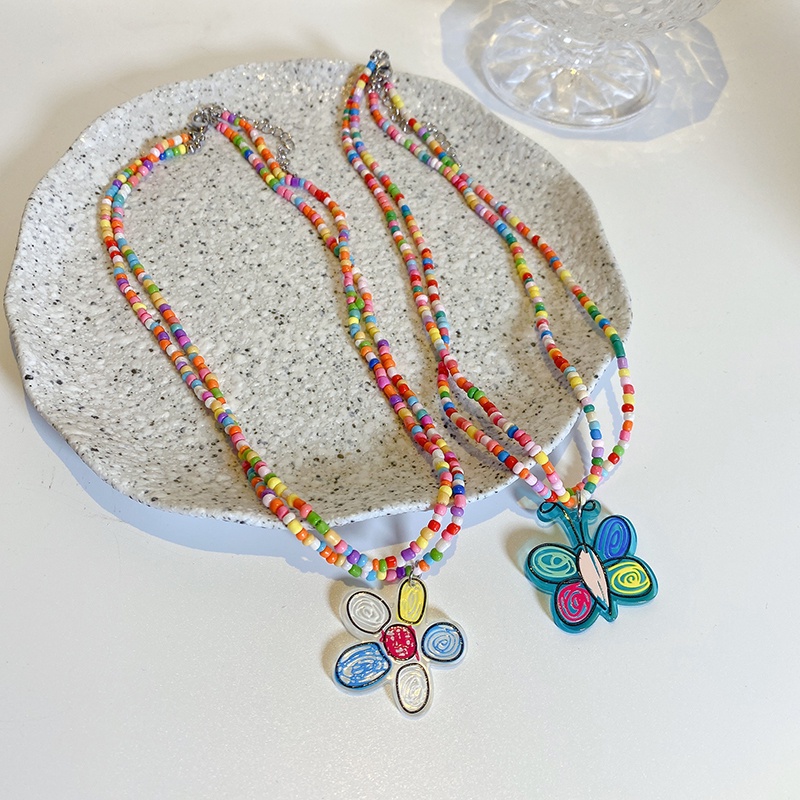 Vòng cổ Hai Lớp Đính Hạt Màu Sắc Cầu Vồng Thời Trang Dành Cho Nữ