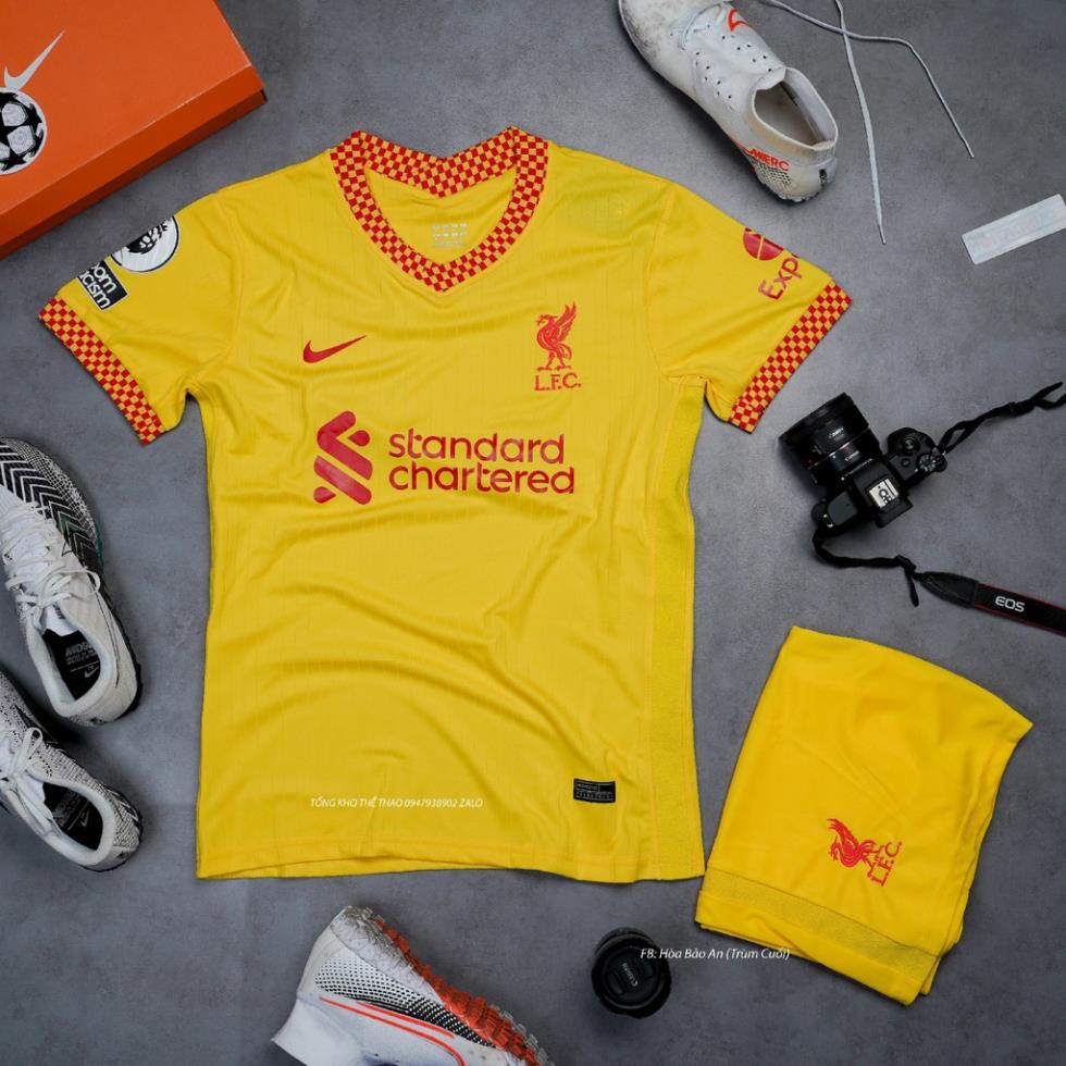 Áo Liverpool 2022 | Bộ Quần Áo Bóng Đá CLB Liverpool 2021/2022 Sân Khách Màu Vàng phom 43-90kg 🏆