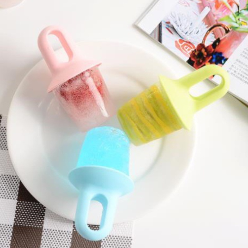 Bộ 2 Khuôn Silicone Làm Kem Que Mini Có Nắp Đậy