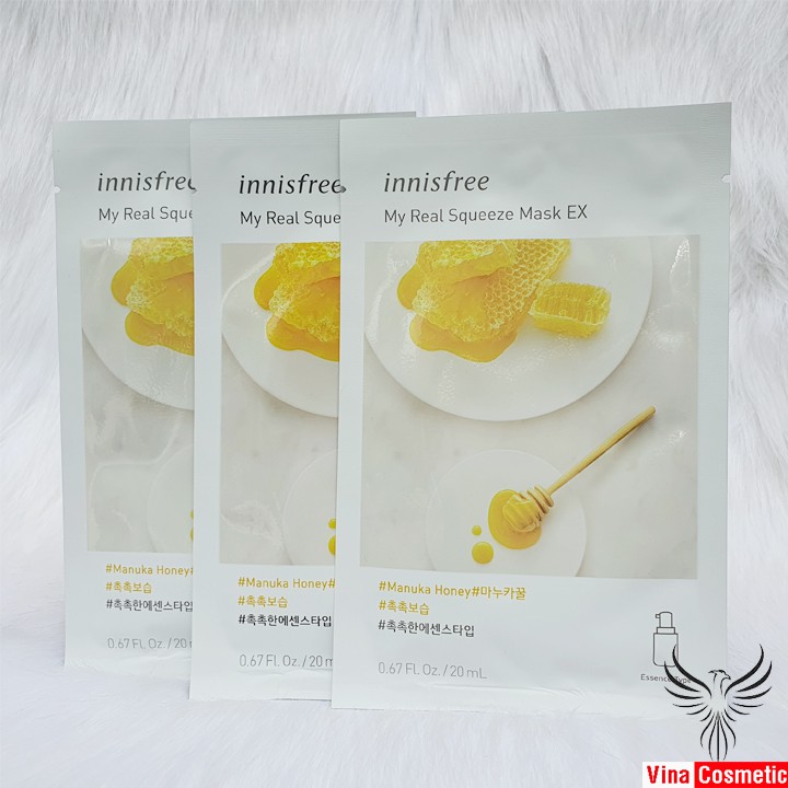 Combo 3 Mặt Nạ Giấy Innisfree Chiết Xuất Mật Ong - My Real Squeeze Mask - Honey 20ml
