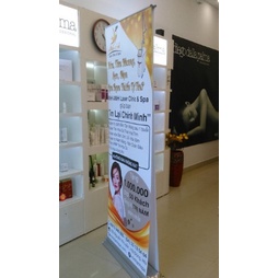 Standee cuốn nhựa đế to 2 mặt cao cấp, treo được 2 banner