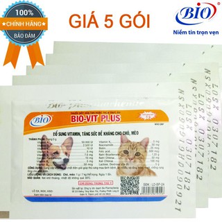 COMBO 5 GÓI THUỐC BỘT BỔ SUNG VITAMIN,TĂNG SỨC ĐỀ KHÁNG CHO CHÓ,MÈO BIO-VIT-79200