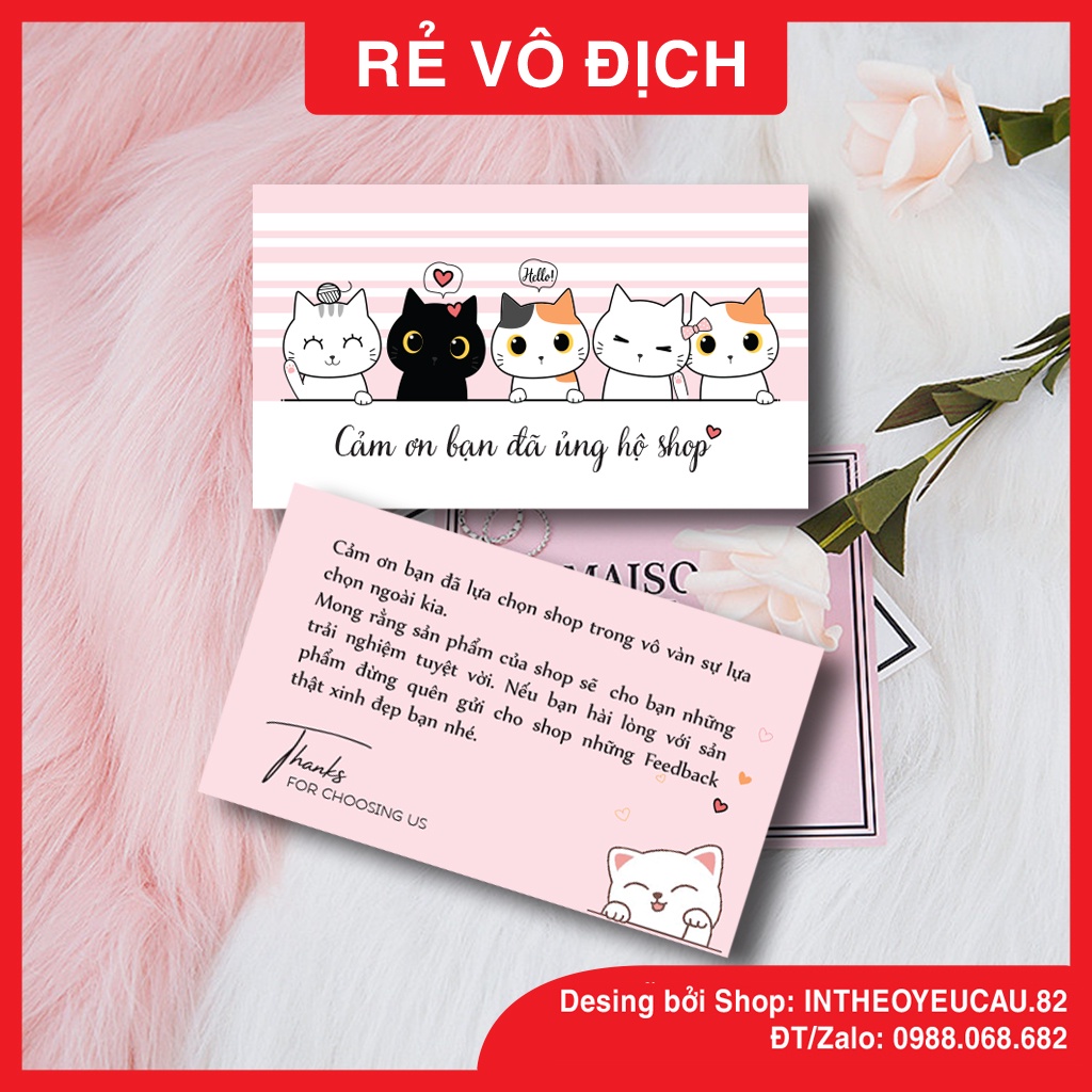 Card in sẵn,  Thiệp cảm ơn khách hàng, Card Thank you,  Giá Rẻ