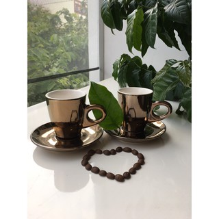 Ly sứ Espresso tráng men đồng