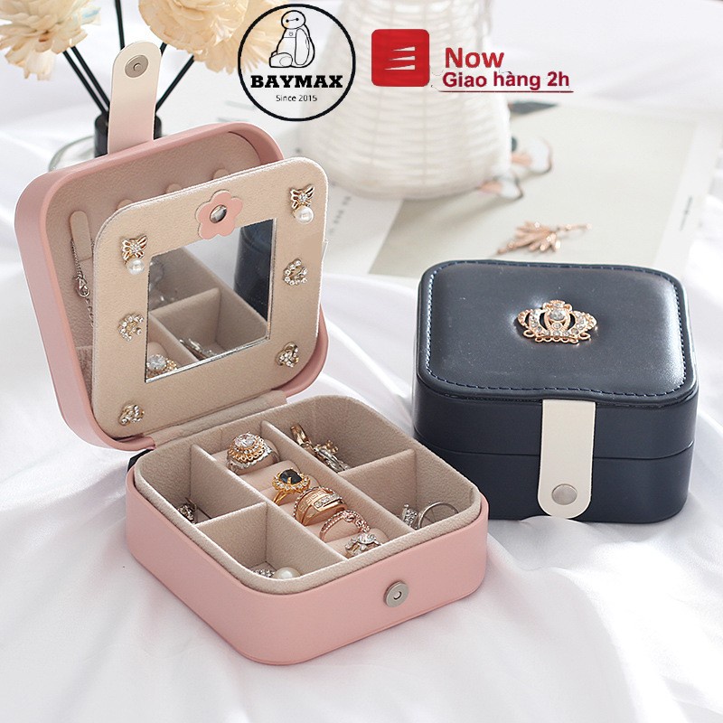 Hộp Đựng Trang Sức, Son, Mỹ Phẩm Cao Cấp Bọc Da PU Chống Thấm Bản Vuông