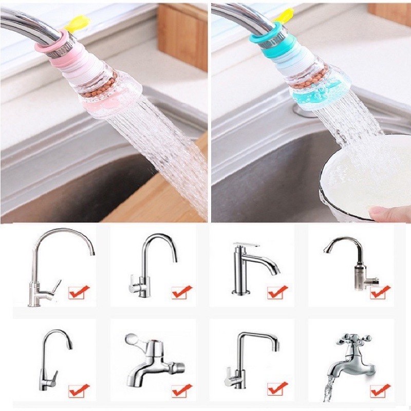 Đầu vòi nước rửa bát tăng áp xoay 360 độ, có đá khoáng lọc nước kéo dài - thu gọn tiện dụng - Tuấn Tú Office Store