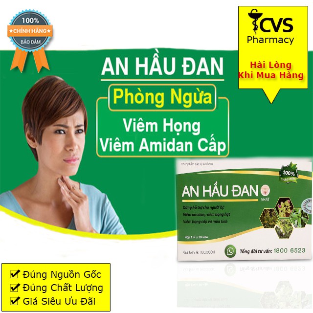 An Hầu Đan [Mua 6 Tặng Ngay 1] - Viên Ngậm Giảm Viêm Họng, Amidan (1 Hộp 20 Viên)
