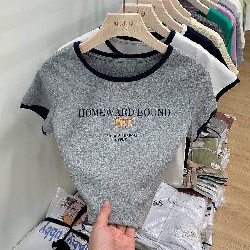 Áo Thun Cotton Cổ Tròn Ngắn Tay Thoải Mái Thời Trang 53210