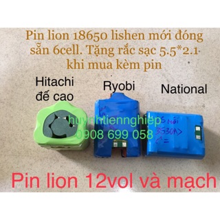 Khối Pin li-ion MỚI 6cell . Pin lion 18650 dùng cho máy bắn khoan, máy bắn vít, máy cắt, quạt... 12vol