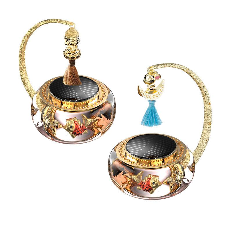 Nước Hoa Hình Cá Vàng Năng Lượng Mặt Trời Xoay Được Trang Trí Xe Hơi