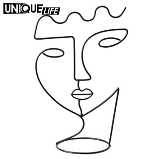 [Kim Loại Trừu Tượng Mặt Phác Thảo Dòng Điêu Khắc Sắt Nghệ Thuật Hình Tối Giản Nữ Đầu Tượng Cho Bàn Nhà Giá Đỡ Nón Đứng