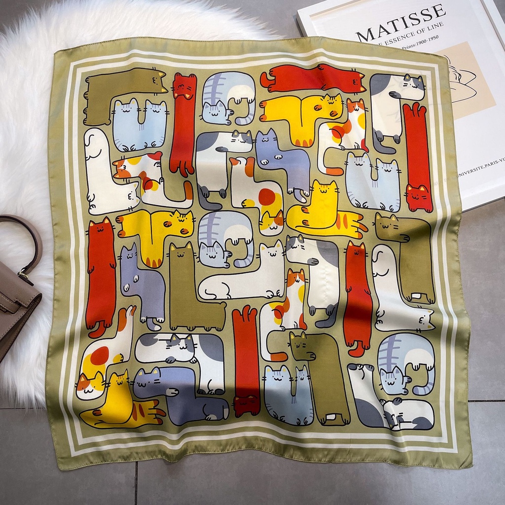 Khăn choàng lụa satin hình vuông in họa tiết nhiều kiểu tùy chọn chuyên nghiệp kích thước 70 * 70cm