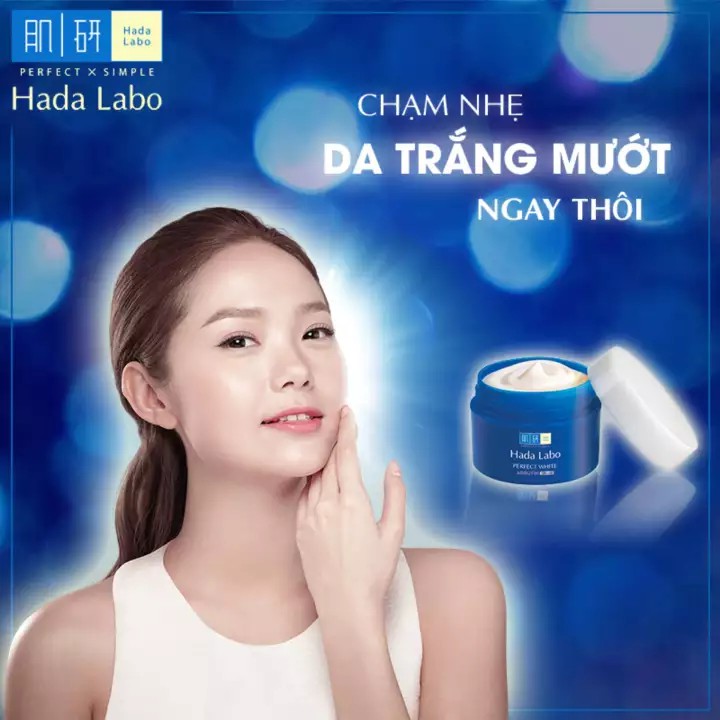 Kem dưỡng trắng hoàn hảo Hadalabo Perfect White 50g -  Tặng srm mini + Toner mini + Son dưỡng Himalaya