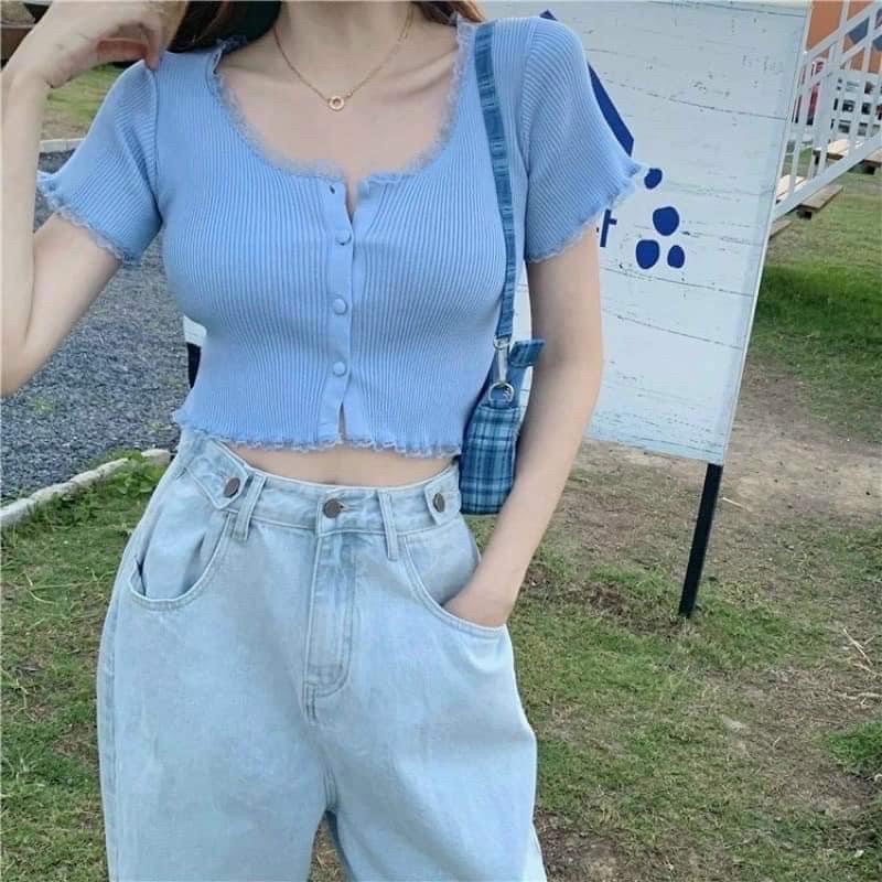 Áo Croptop Bozip Tay Dài Siêu Xinh