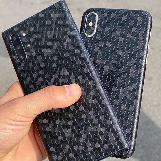 Tấm Dán Skin Full Viền Mặt sau Black HoneyComb Dành cho 13prm , 12prm , 11prm, x, xsm , 6p , 7p , xr - FukiShop