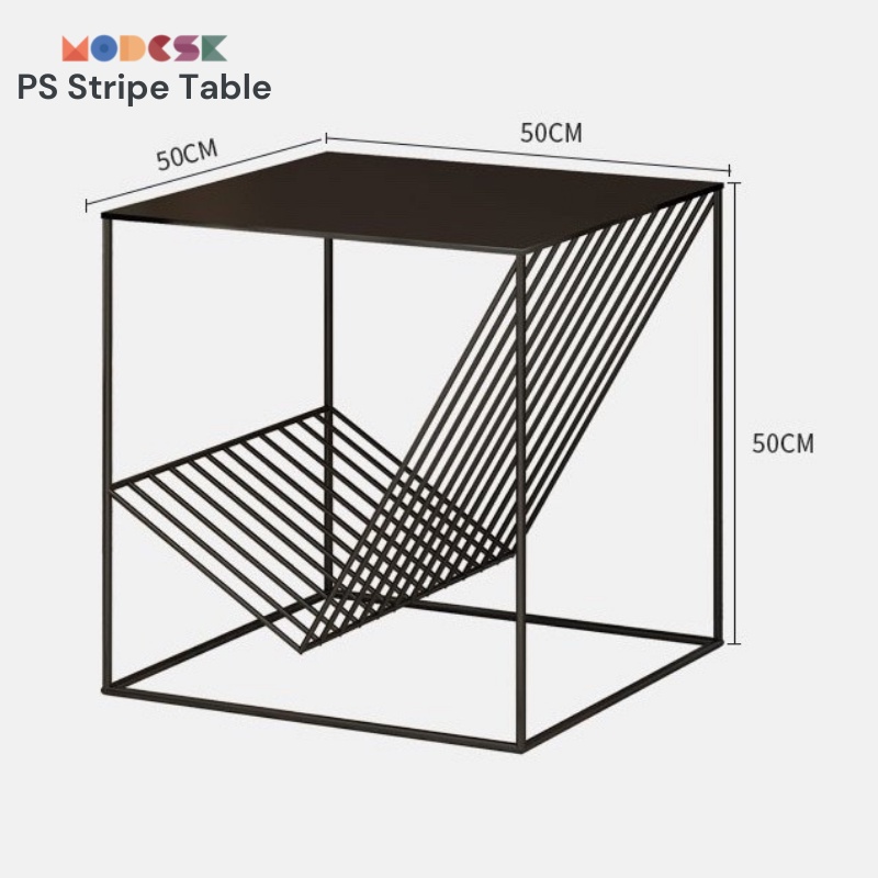Kệ sofa, giường ngủ Modesk PS Stripe Table sắt sơn tĩnh điện, kính cường lực  (phòng khách, phòng ngủ)