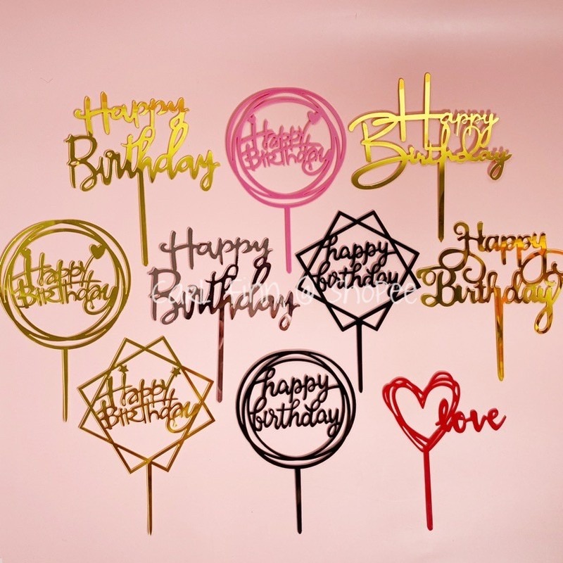 1 Chiếc Topper Trang Trí Bánh &quot;Love&quot; Happy Birthday Cho Tiệc Sinh Nhật, Tiệc Mừng Em Bé
