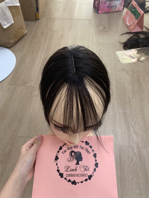 TÓC GIẢ BẰNG TÓC THẬT Mái thưa phủ 3d có rãnh da đầu tàng hình