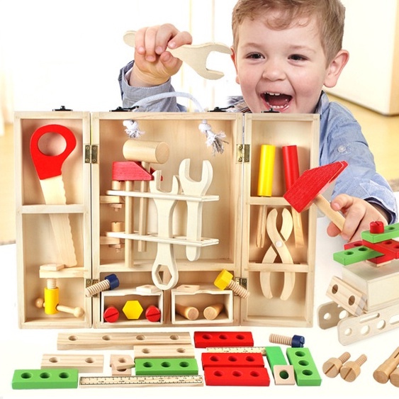 Hộp Dụng Cụ Kỹ Sư Cơ Khí Bằng Gỗ Cao Cấp Cho Bé