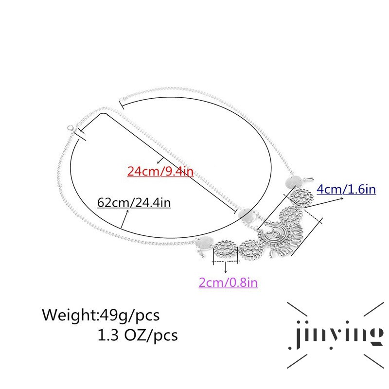 GETNOIVAS Vòng đeo đầu có núm tua kim loại phong cách retro thời trang cho nữ