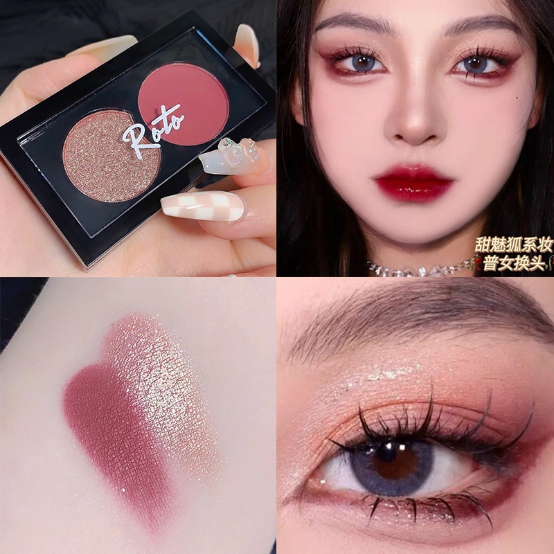 Bảng Phấn Mắt ROTO Chất Acrylic Lì Lấp Lánh Trang Điểm Mắt Khói Tông Nude Sắc Tố Đen