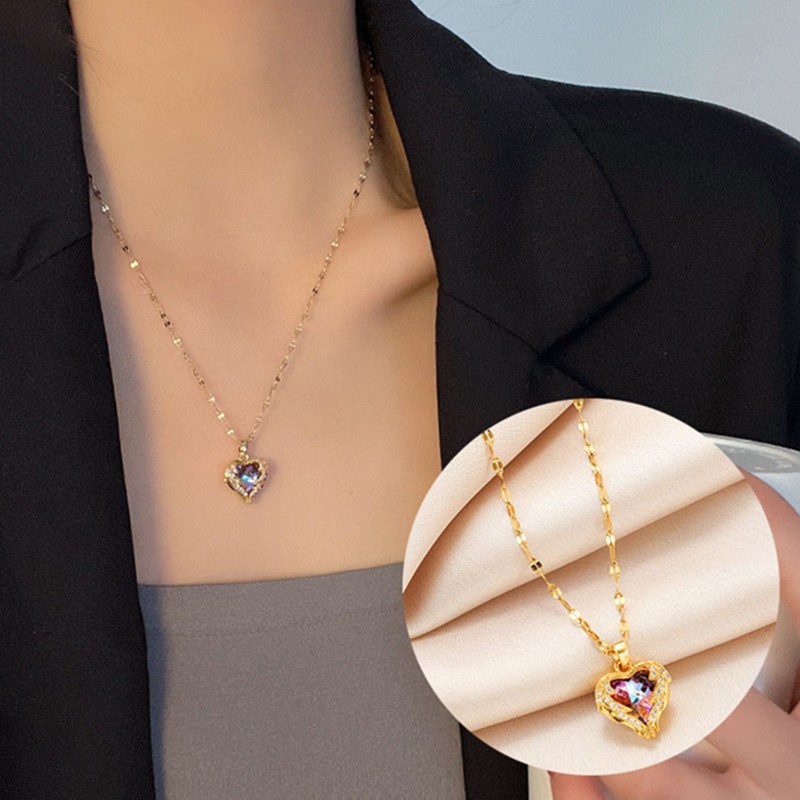 Vòng cổ thép không gỉ mạ vàng 18K với mặt phong cách Trung Quốc/ Hàn Quốc cho nữ