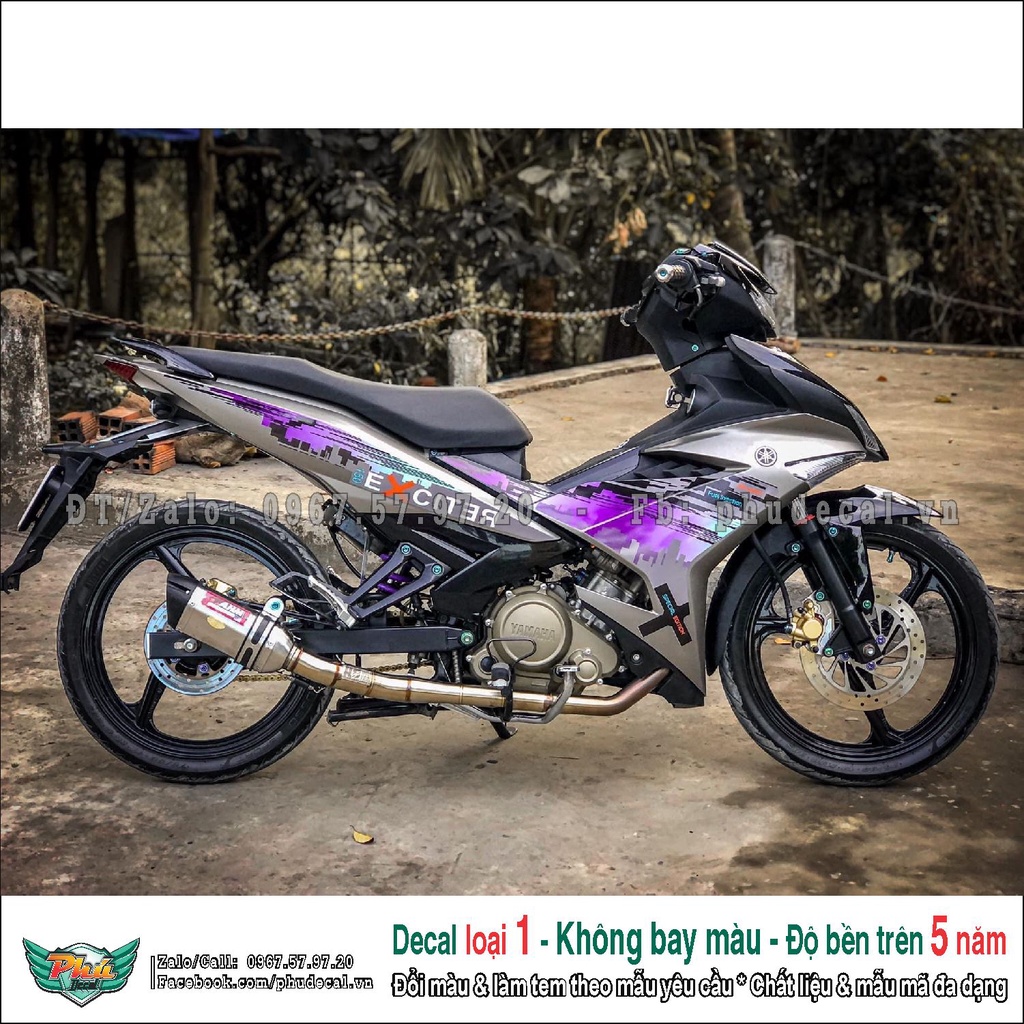 Tem rời Exciter 150 bạc đen City (2)