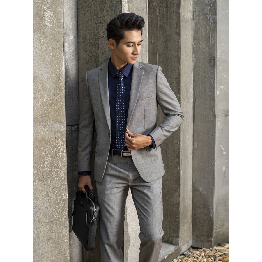 BỘ SUIT ARISTINO xám ghi lịch lãm, trẻ trung dáng REGULAR FIT ASU001W9