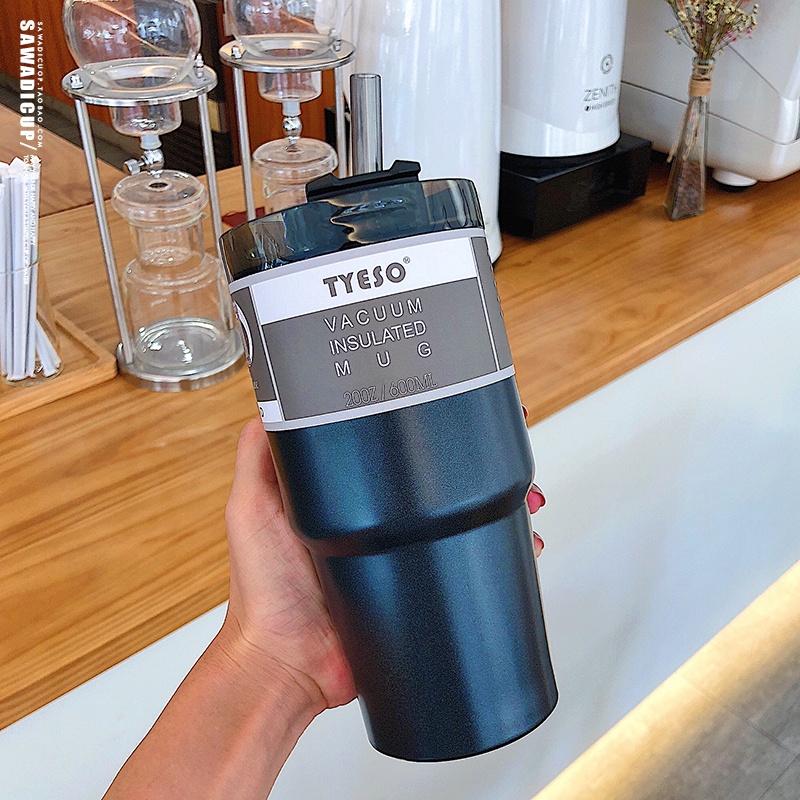 Bình Giữ Nhiệt Dung Tích Lớn Bằng Thép Không Gỉ 890Ml/600ml Kèm Ống Hút