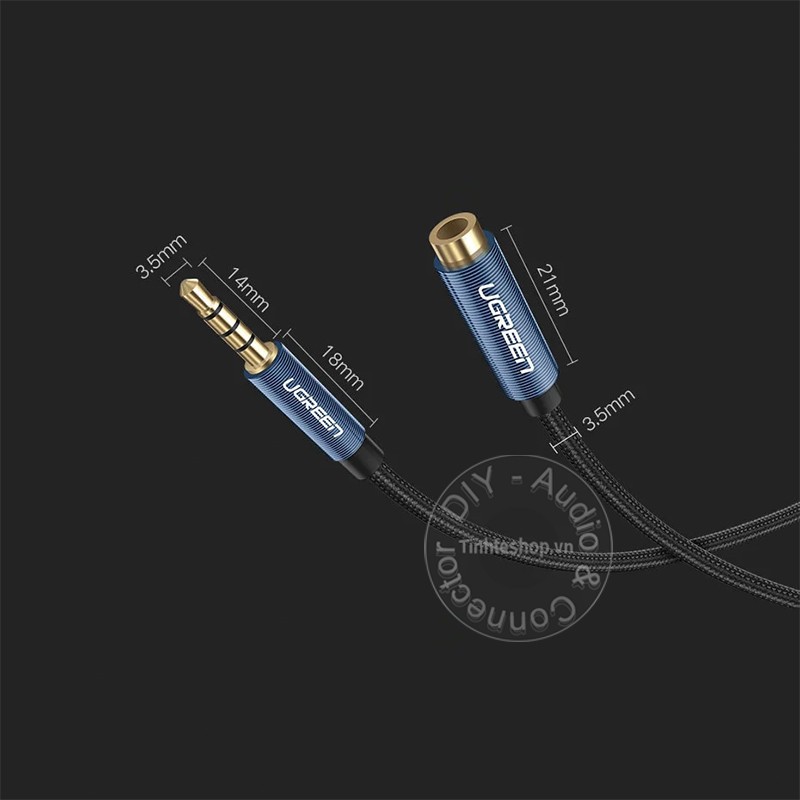 Cáp âm thanh 3.5mm 4 nấc TRRS nối dài 1 mét 1.5 mét Ugreen - Cáp nối dài dây tai nghe cả micro và audio