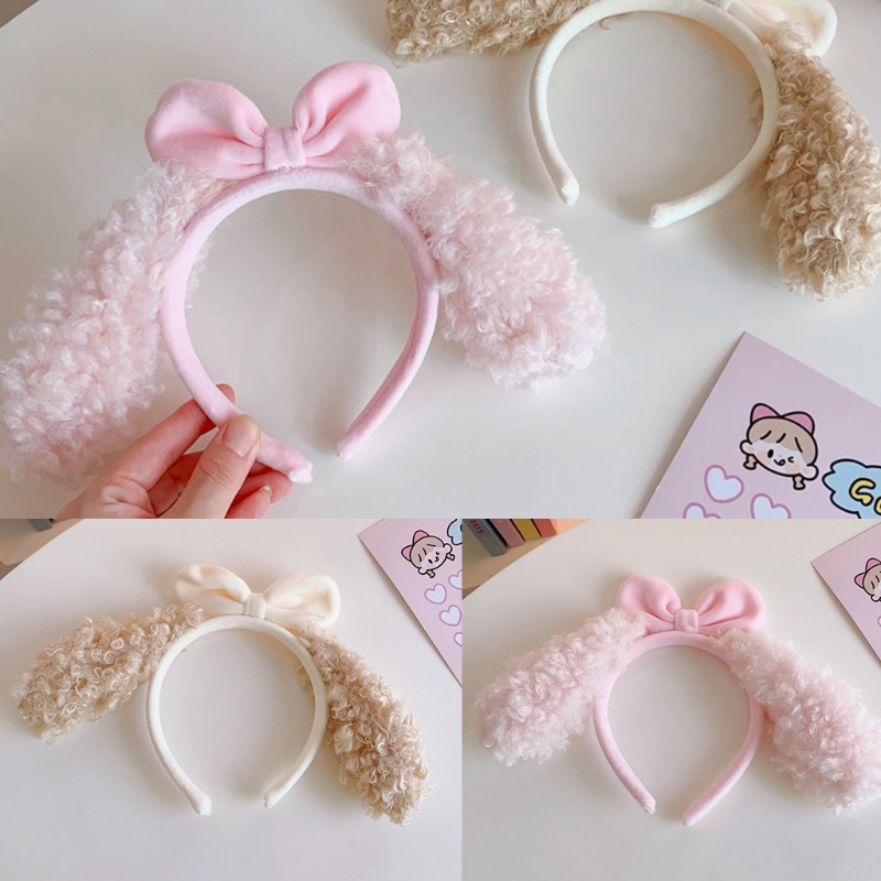 Băng Đô Cài Tóc Rửa Mặt / Trang Điểm / Trang Điểm Vải Bông Mềm Đính Nơ Hoạt Hình Đáng Yêu Không Trượt