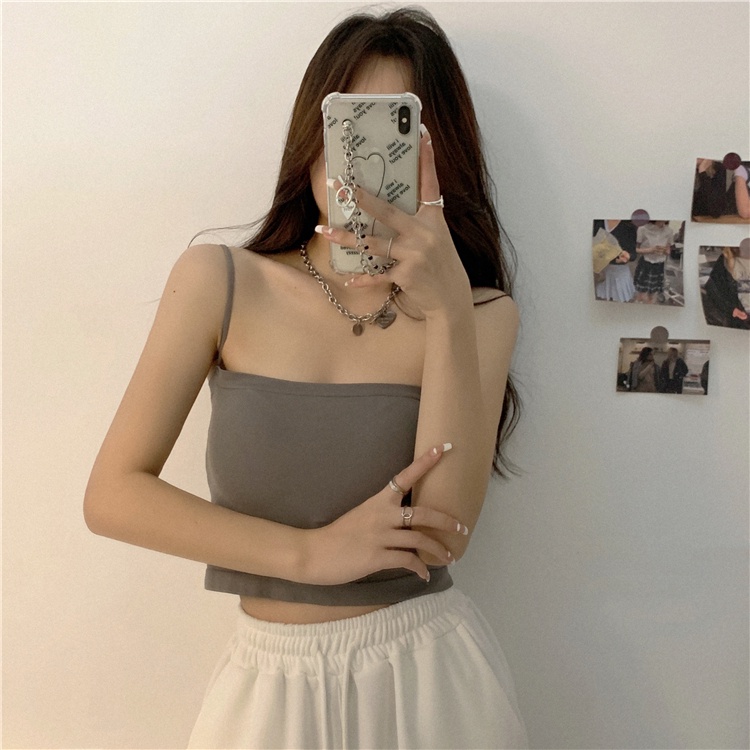 Xiaozhainv Áo hai dây phong cách mùa hè Hàn Quốc trẻ trung quyến rũ cho nữ