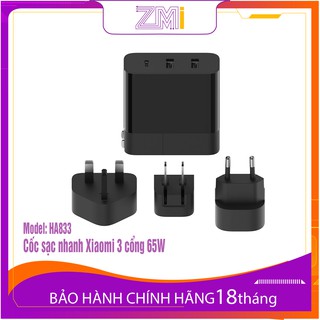 Cốc sạc nhanh Xiaomi 3 cổng 65W HA833
